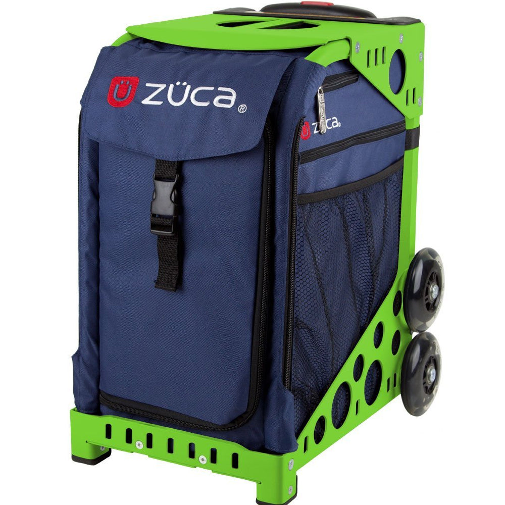 Zuca Midnight Navy Insert Bag & Green Frame with Flashing Wheels