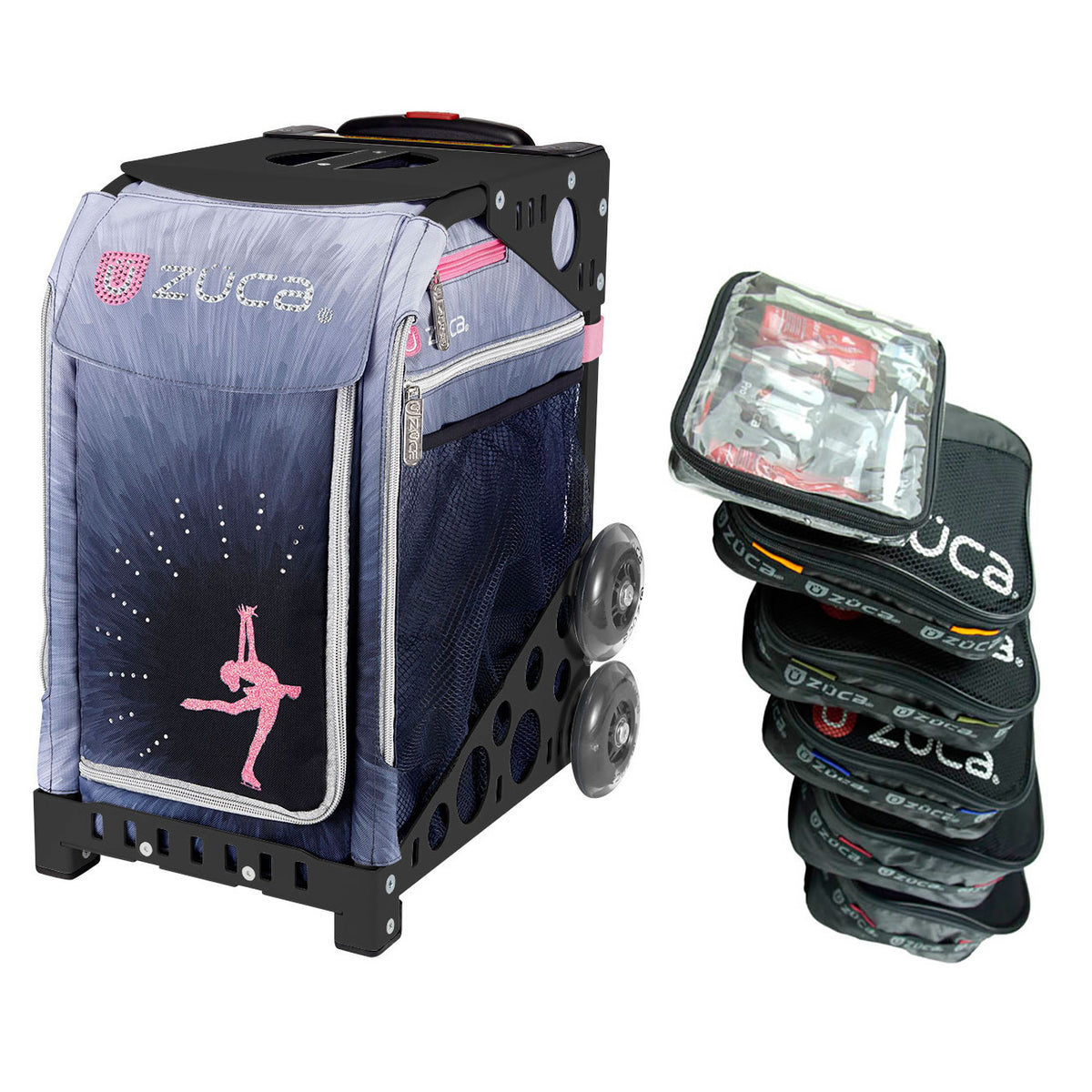 Zuca Sport Insert Bag w/ Black Frame and Special 5 Packing Pouches + Bag Bundle