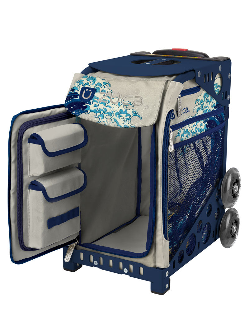 Zuca Great Wave Sport Bag & Frame (Navy) w/ Flashing Wheels