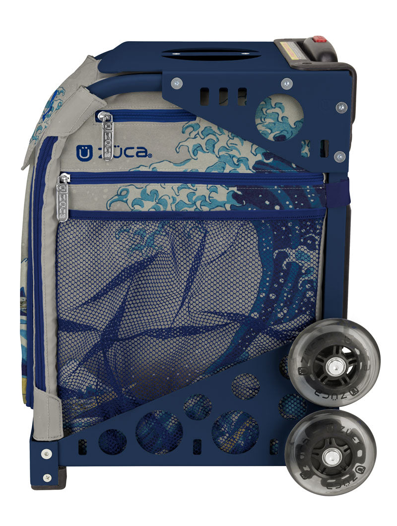 Zuca Great Wave Sport Bag & Frame (Navy) w/ Flashing Wheels