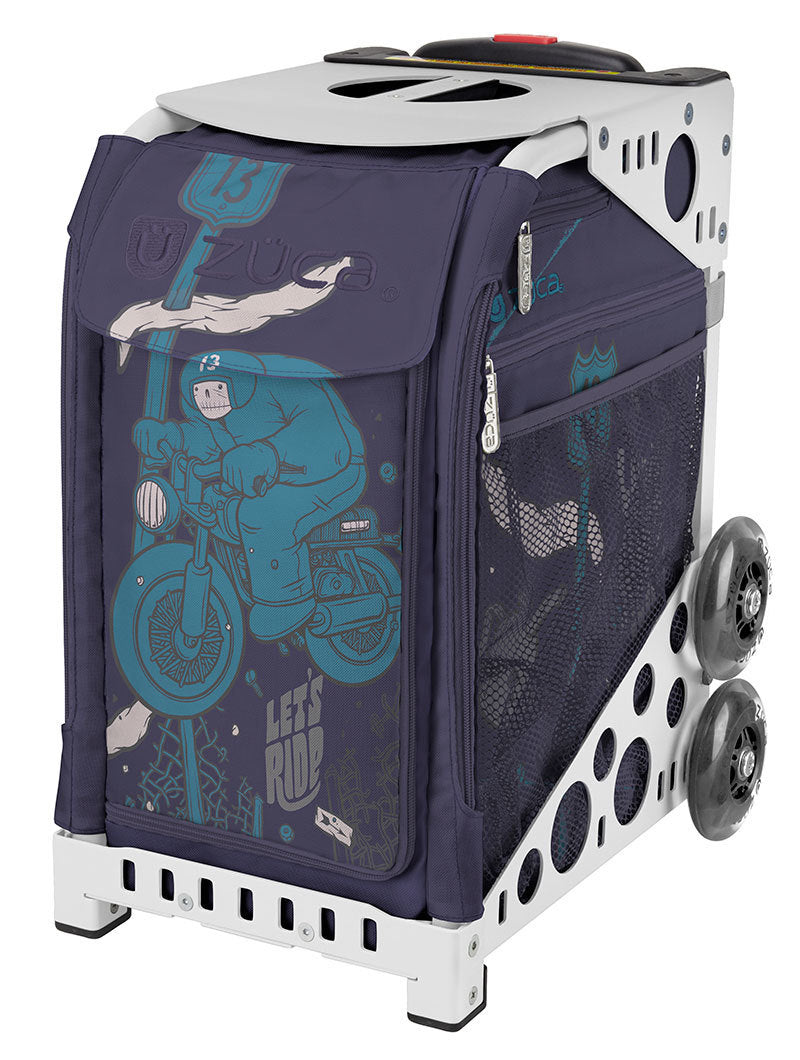 Zuca Lets Ride Sport Insert Bag, White Frame with Flashing Wheels