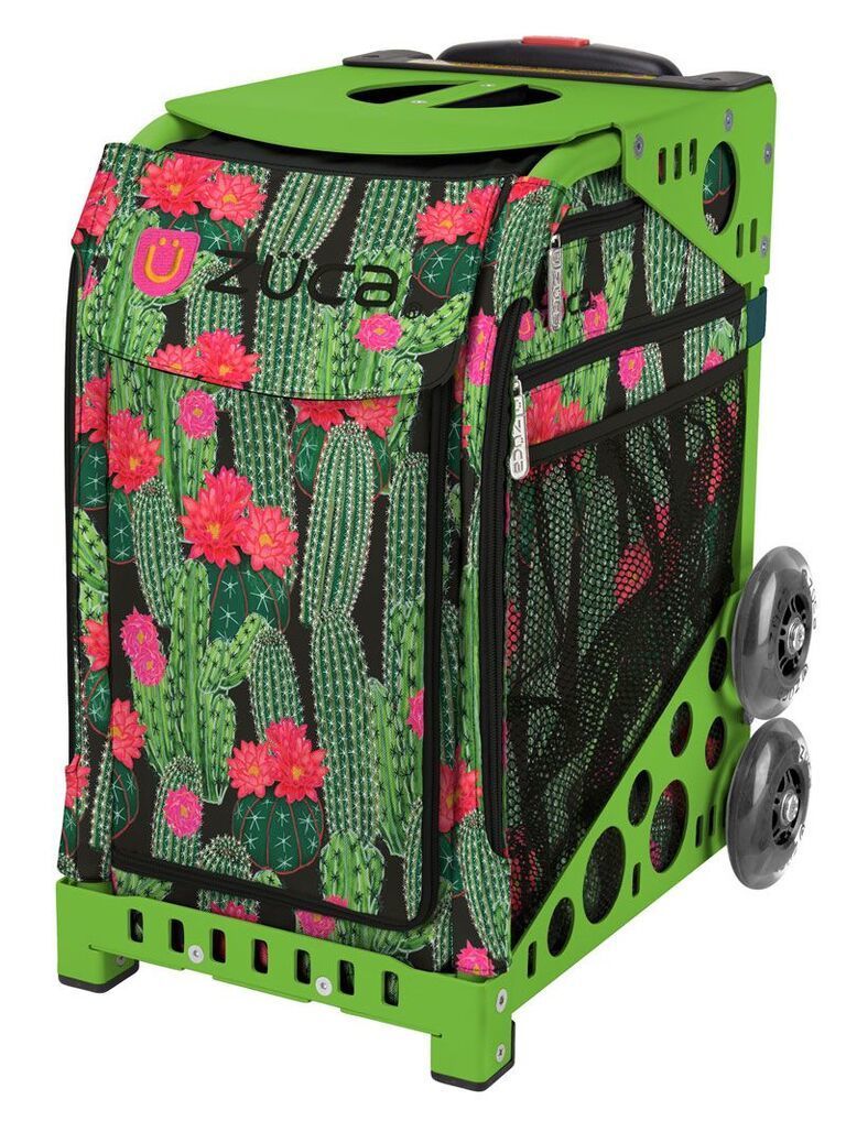 Zuca Desert Blossoms Sport Insert Bag and Green Frame with Flashing Wheels