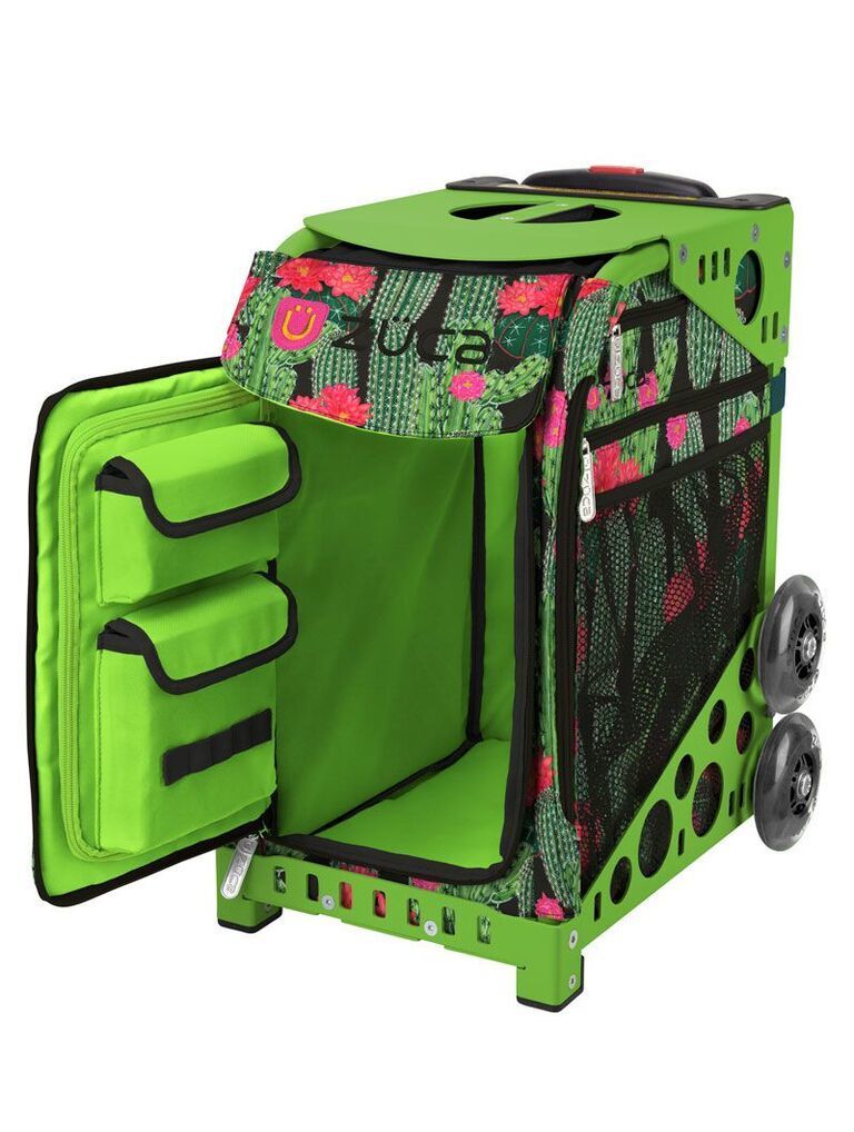 Zuca Desert Blossoms Sport Insert Bag and Green Frame with Flashing Wheels