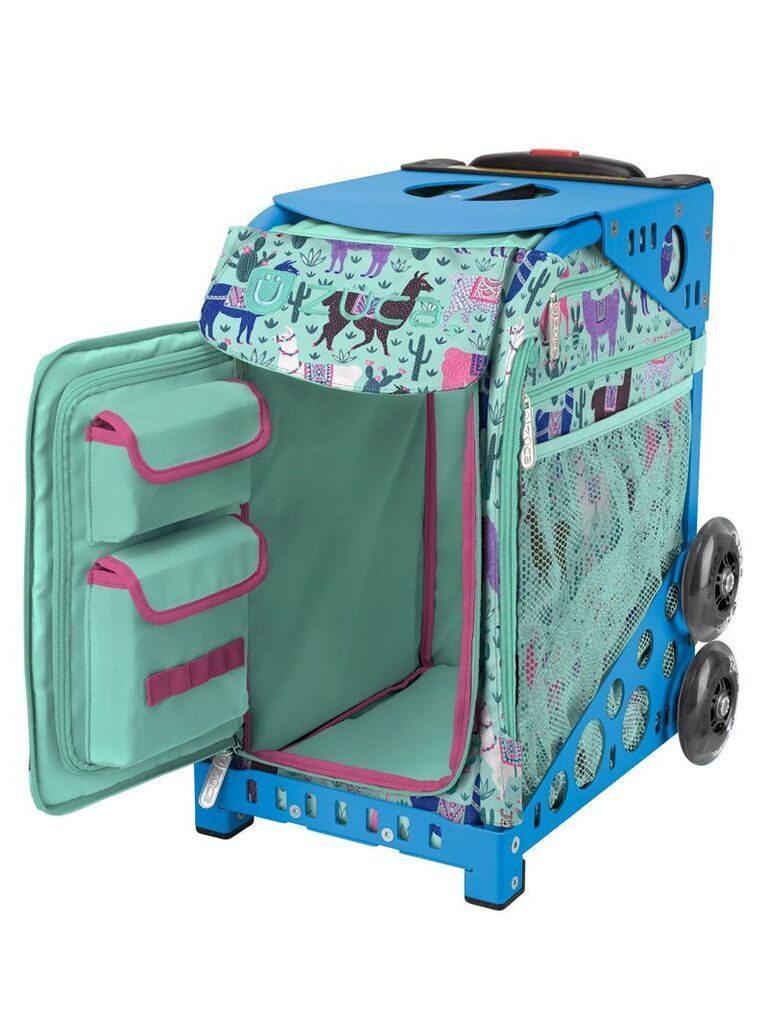 Zuca Llama Rama Sport Insert Bag and Blue Frame with Flashing Wheels