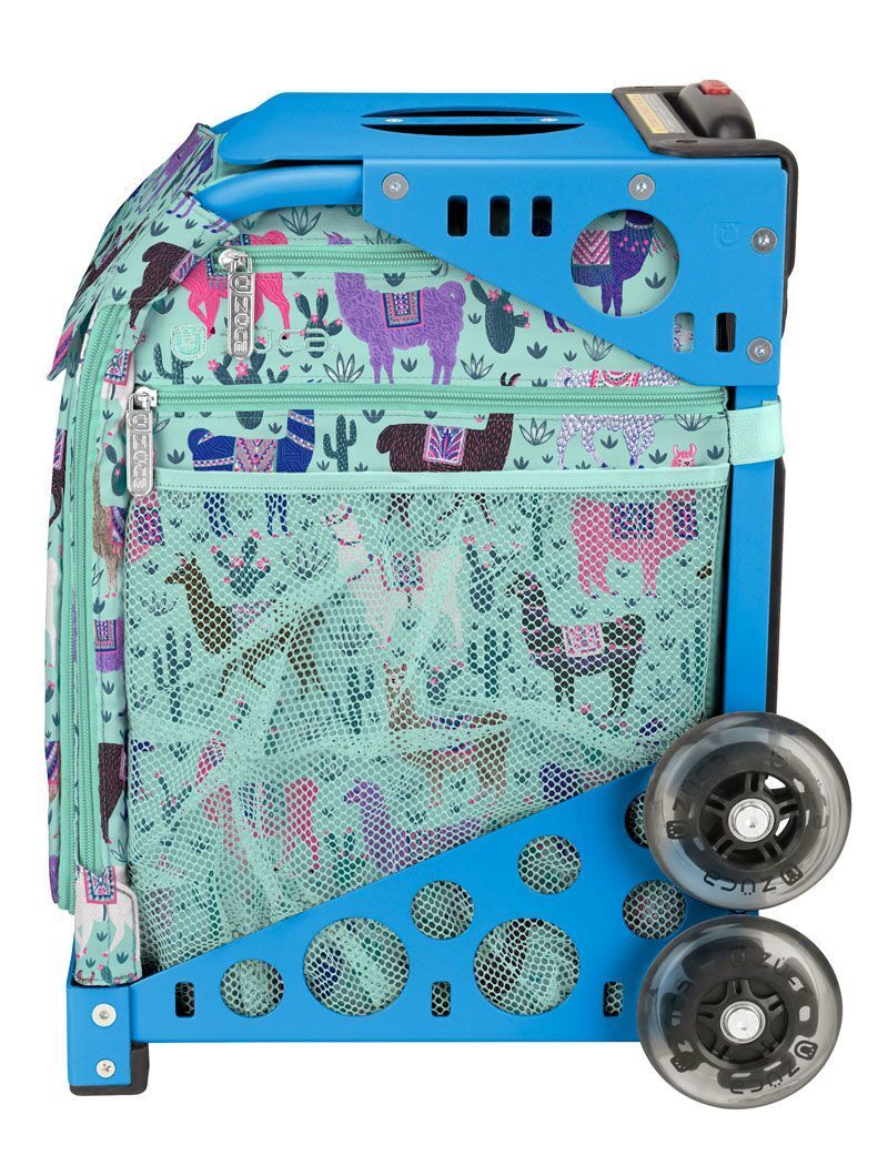 Zuca Llama Rama Sport Insert Bag and Blue Frame with Flashing Wheels