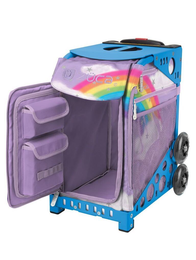 Zuca Unicorn Sport Insert Bag and Blue Frame with Flashing Wheels