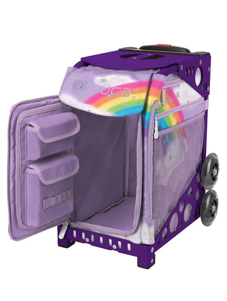 Zuca Unicorn Sport Insert Bag and Purple Frame with Flashing Wheels