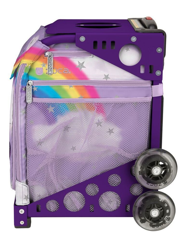 Zuca Unicorn Sport Insert Bag and Purple Frame with Flashing Wheels