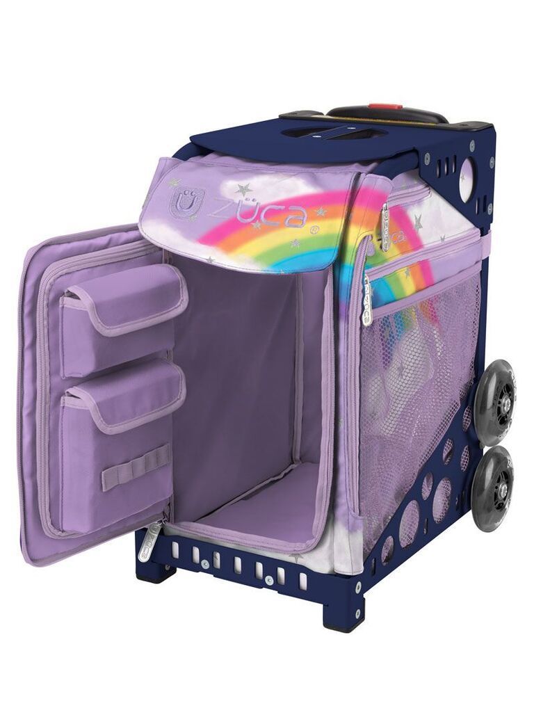 Zuca Unicorn Sport Insert Bag and Navy Blue Frame with Flashing Wheels