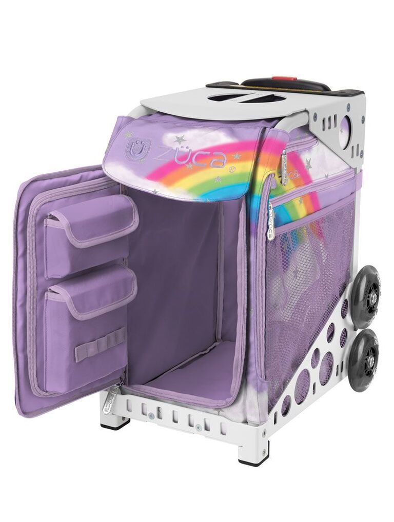 Zuca Unicorn Sport Insert Bag and White Frame with Flashing Wheels