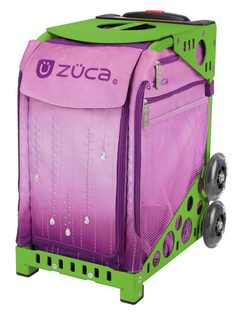 Zuca Velvet Rain Sport Bag and Green Frame with Flashing Wheels