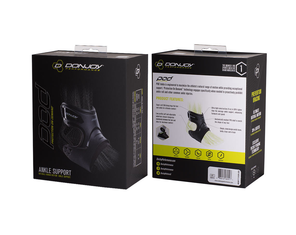 DonJoy Performance POD Ankle Brace Pair (Right & Left in Black, Medium) Bundle