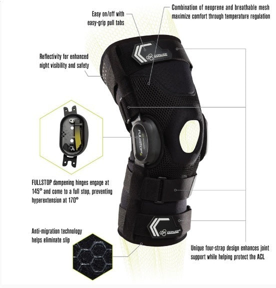 DonJoy Performance BIONIC FULLSTOP Knee Brace (Black, Extra Large) and Ice Pack