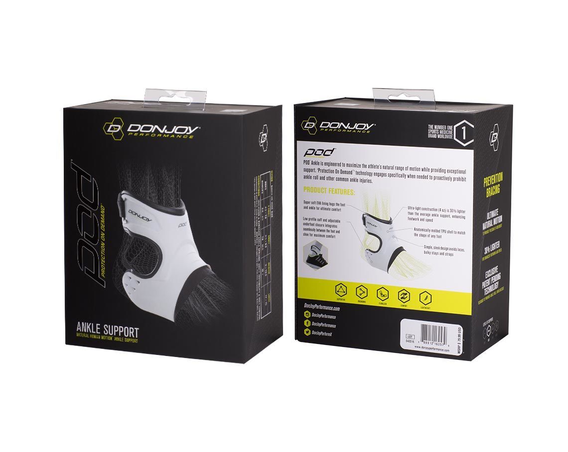 DonJoy Performance POD Ankle Brace (Left, Large, White) and Ice Pack