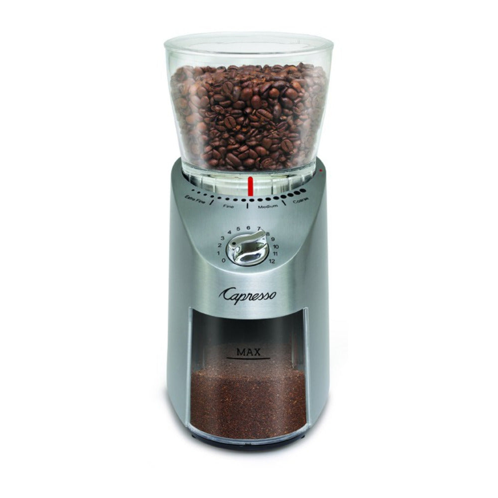 Capresso 575.05 Infinity Plus Conical Burr Grinder (Stainless Steel) Bundle