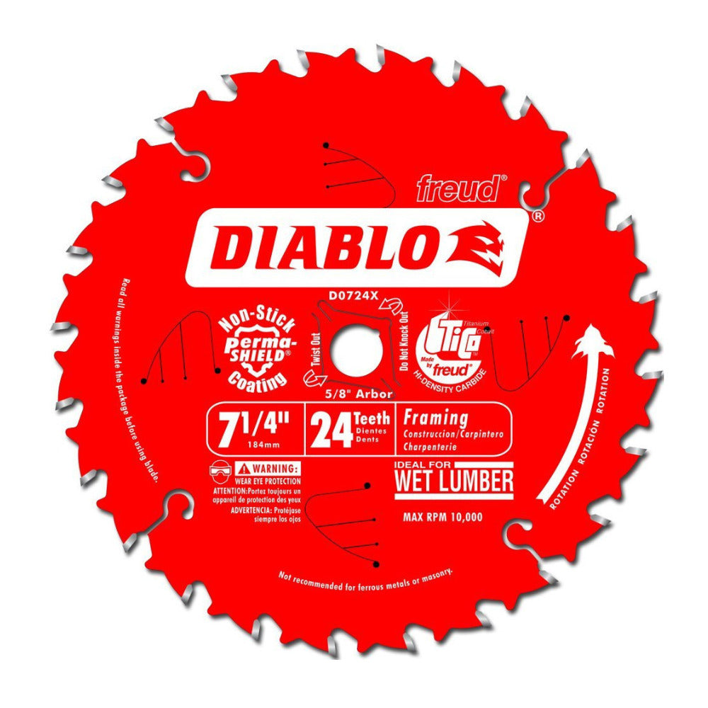 Freud D0724X Diablo 7-1/4-Inch 24 Tooth ATB Carbide Framing Saw Blade