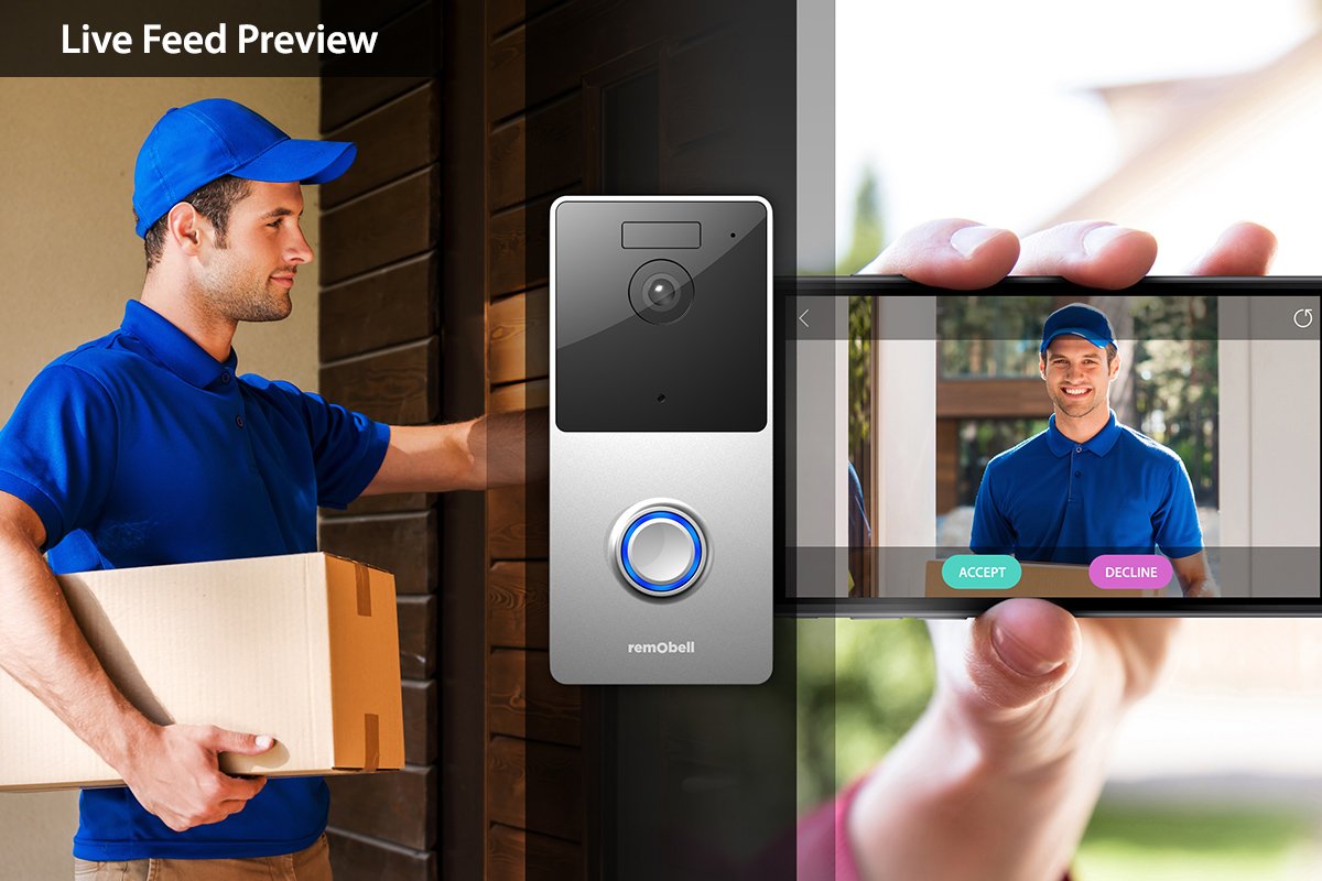 Remo+ RemoBell WiFi Video Doorbell (Black)