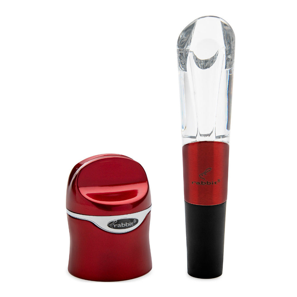 Rabbit Wine Sealer and Aerator Set (Red)