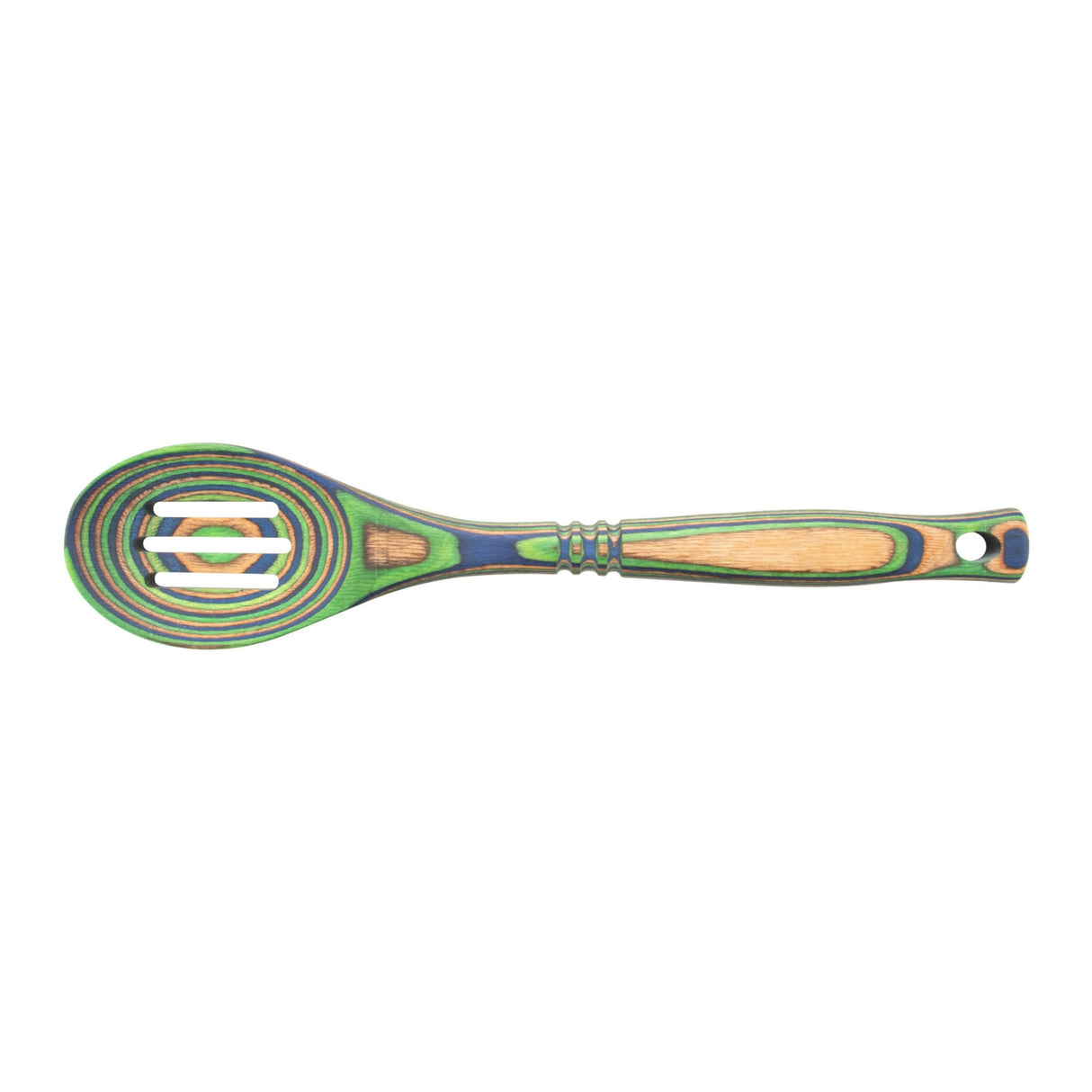 Island Bamboo Pakka Wood Slotted Spoon (Peacock)