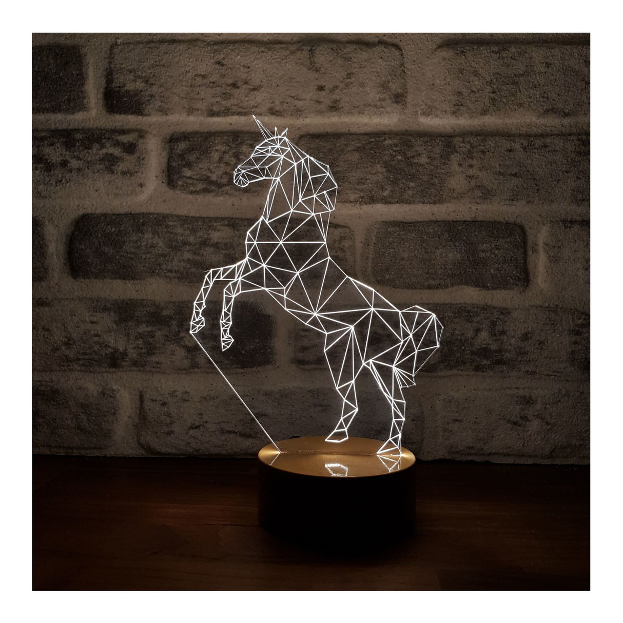 By-Lamp 3D Unicorn Horse Lamp with Handmade Wooden Base