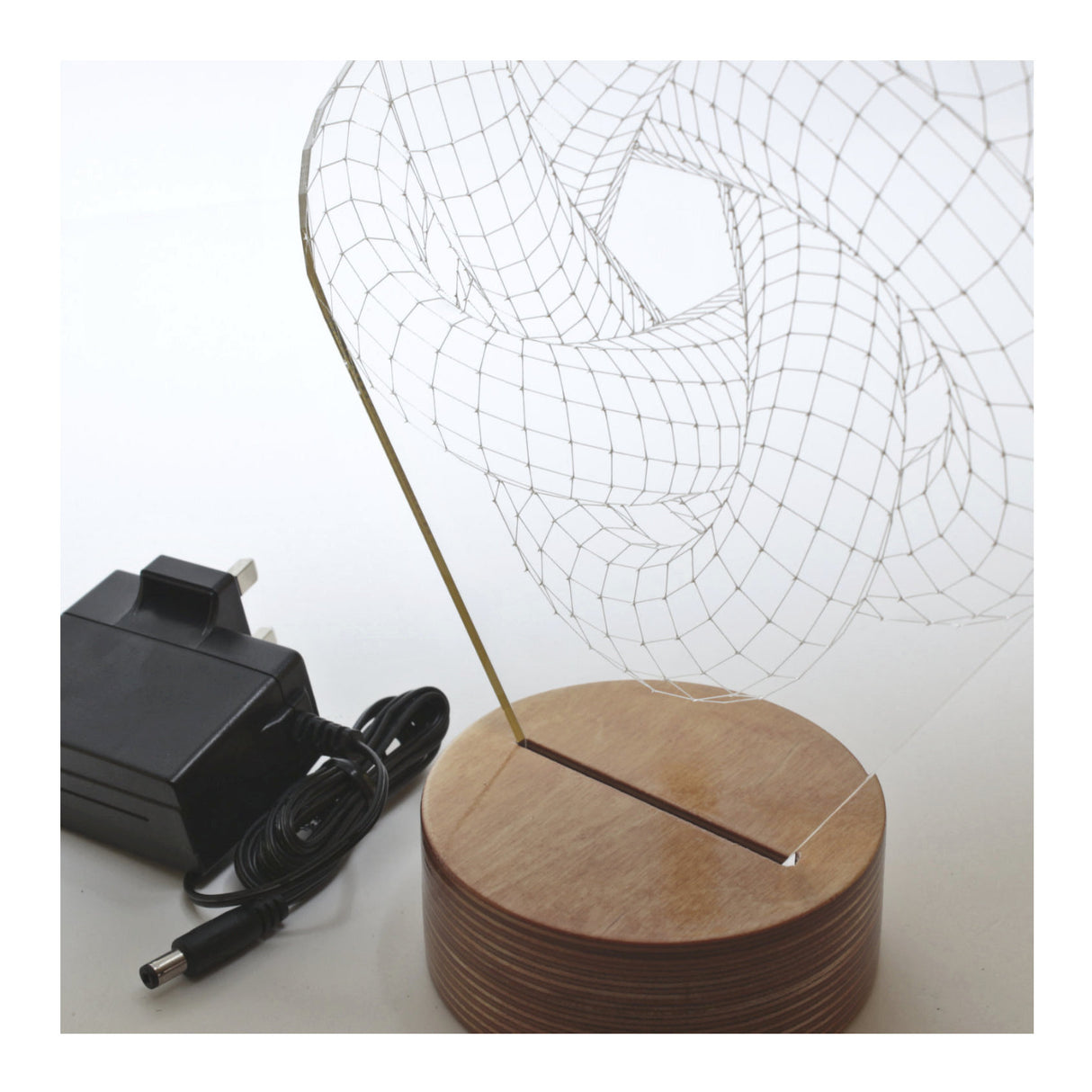 By-Lamp 3D Torus Spiral Lamp with Handmade Wooden Base
