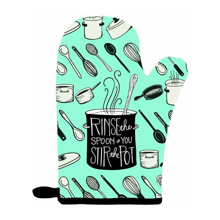 June Clever Rinse The Spoon If You Stir The Pot Funny Oven Mitt (2-Pack)