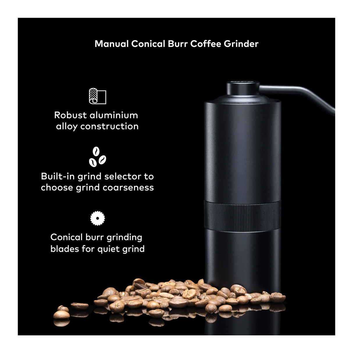 ChefWave Aluminum Alloy Manual Conical Burr Coffee Grinder w/ Adjustable Setting