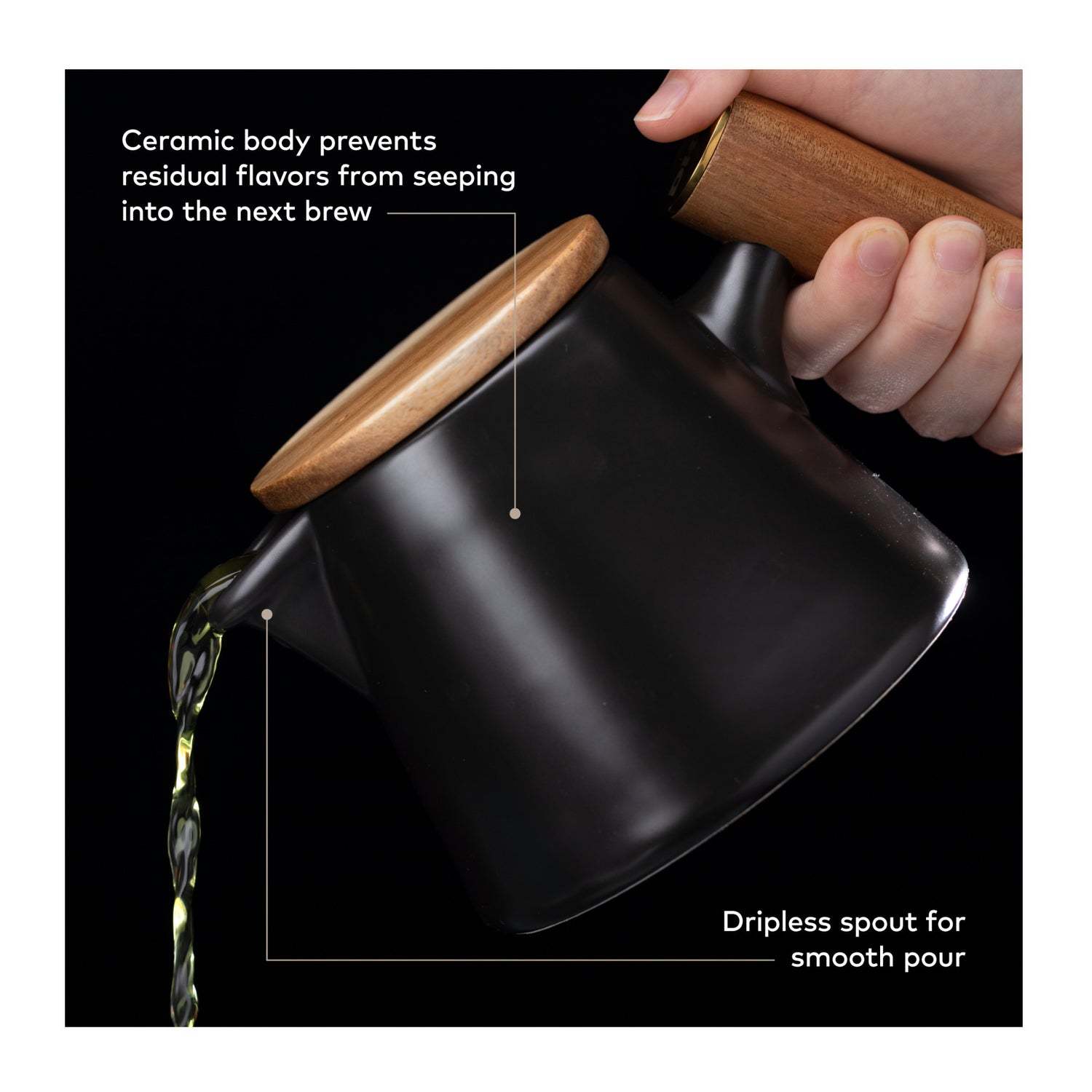 ChefWave Ceramic Tea Pot with Stainless Steel Tea Infuser and Bamboo Lid, 20 oz.