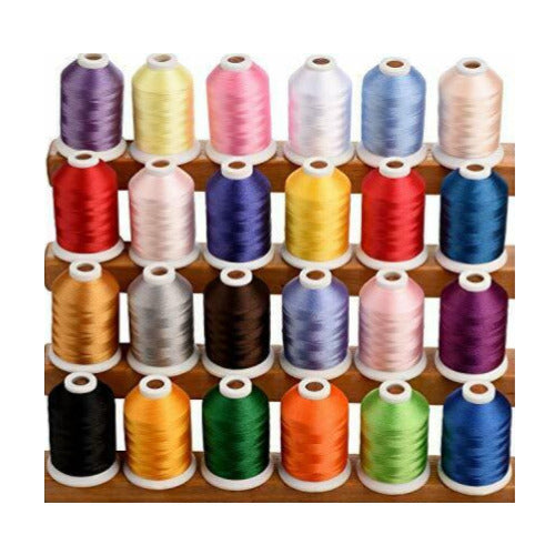 Simthread 1100 Yards Trilobal Polyester Embroidery Machine Thread (24 Colors)