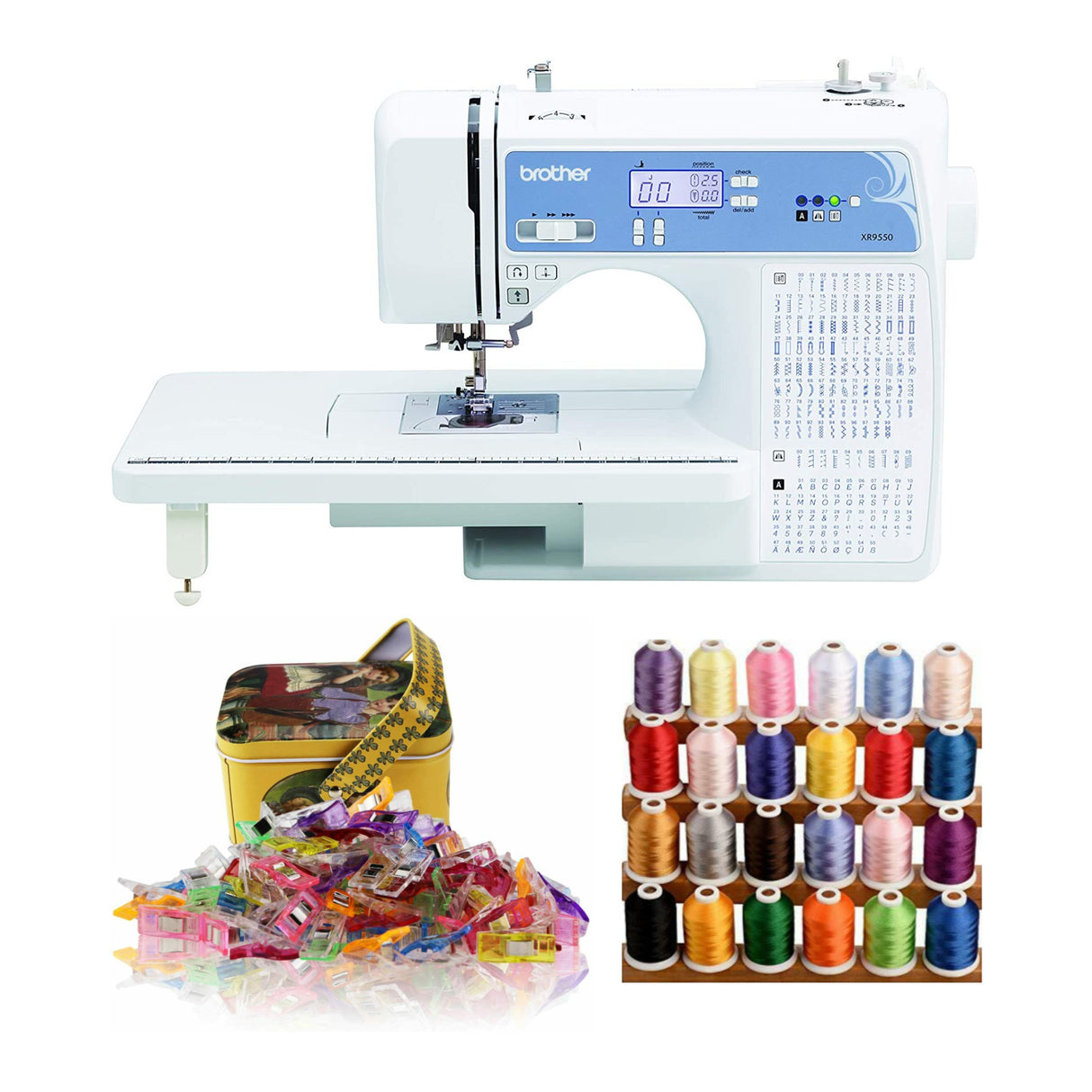 Brother XR9550 Computerized Sewing and Quilting Machine Bundle with Sewing Clips