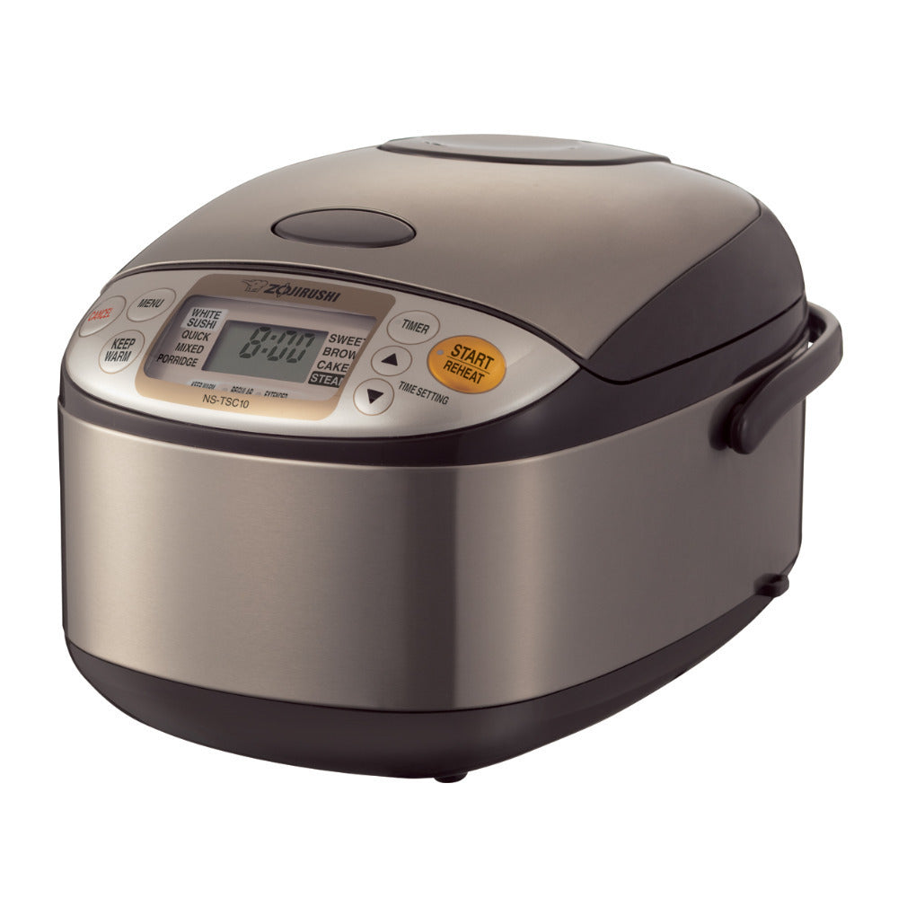Zojirushi Micom Rice Cooker (5.5-Cup/ Stainless Brown) with Bowl and Spoon