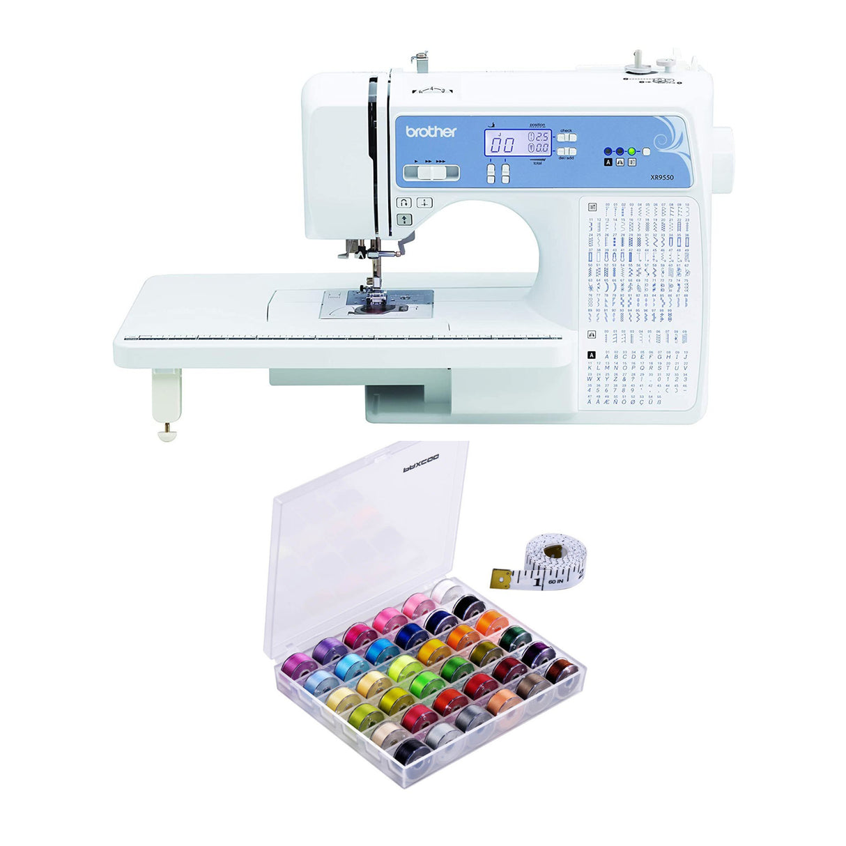 Brother XR9550 Sewing and Quilting Machine (White) with 36-Piece Bobbins Bundle