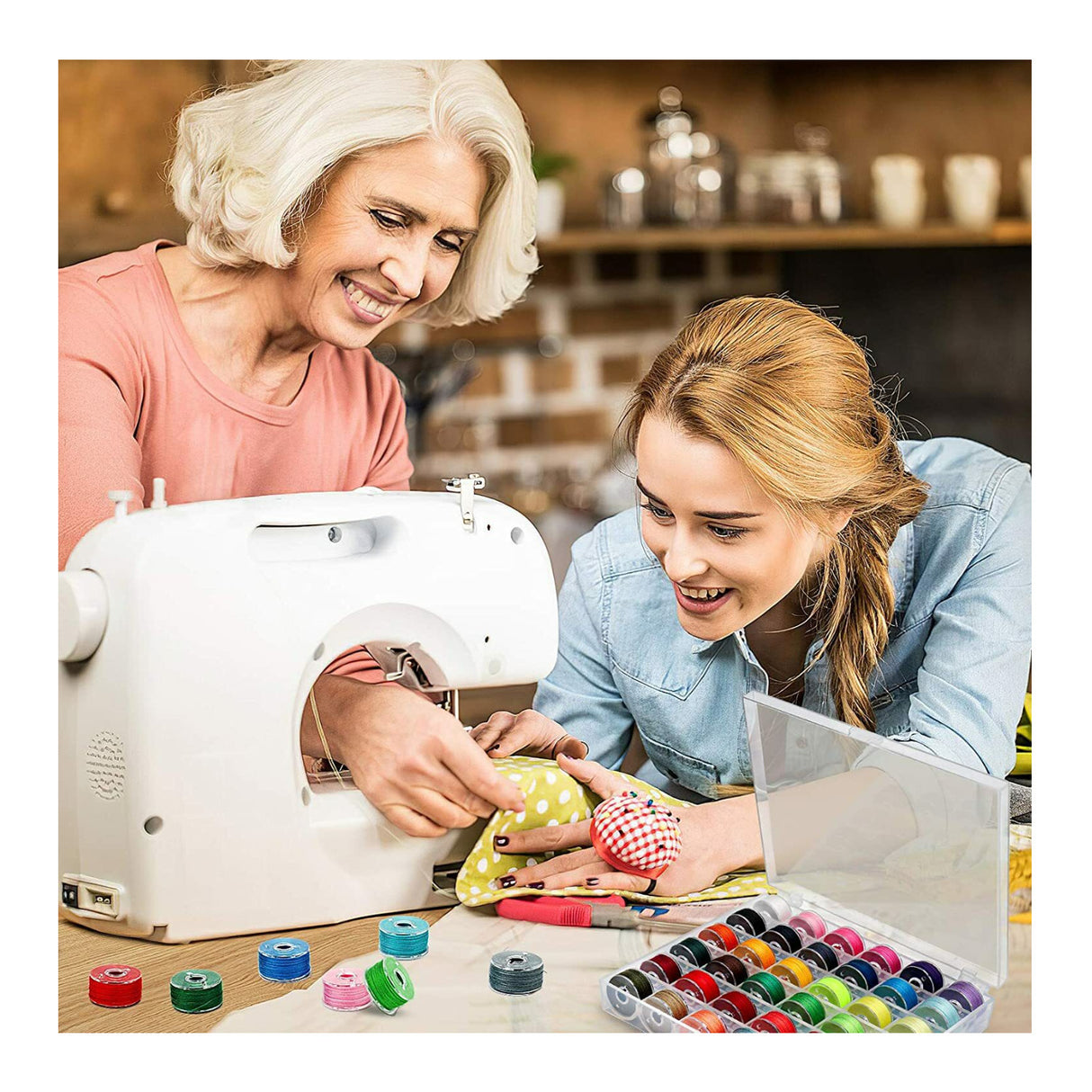 Koorito 36-Piece Bobbins and Sewing Threads Set with Case & Soft Measuring Tape