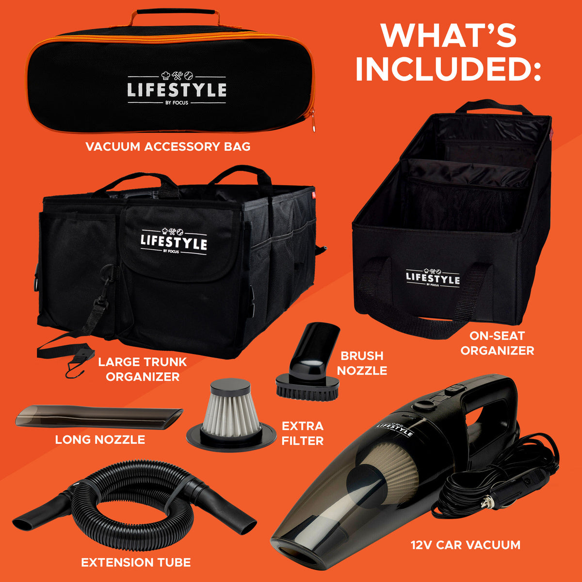 Lifestyle by Focus Car Organizer and Vacuum Set
