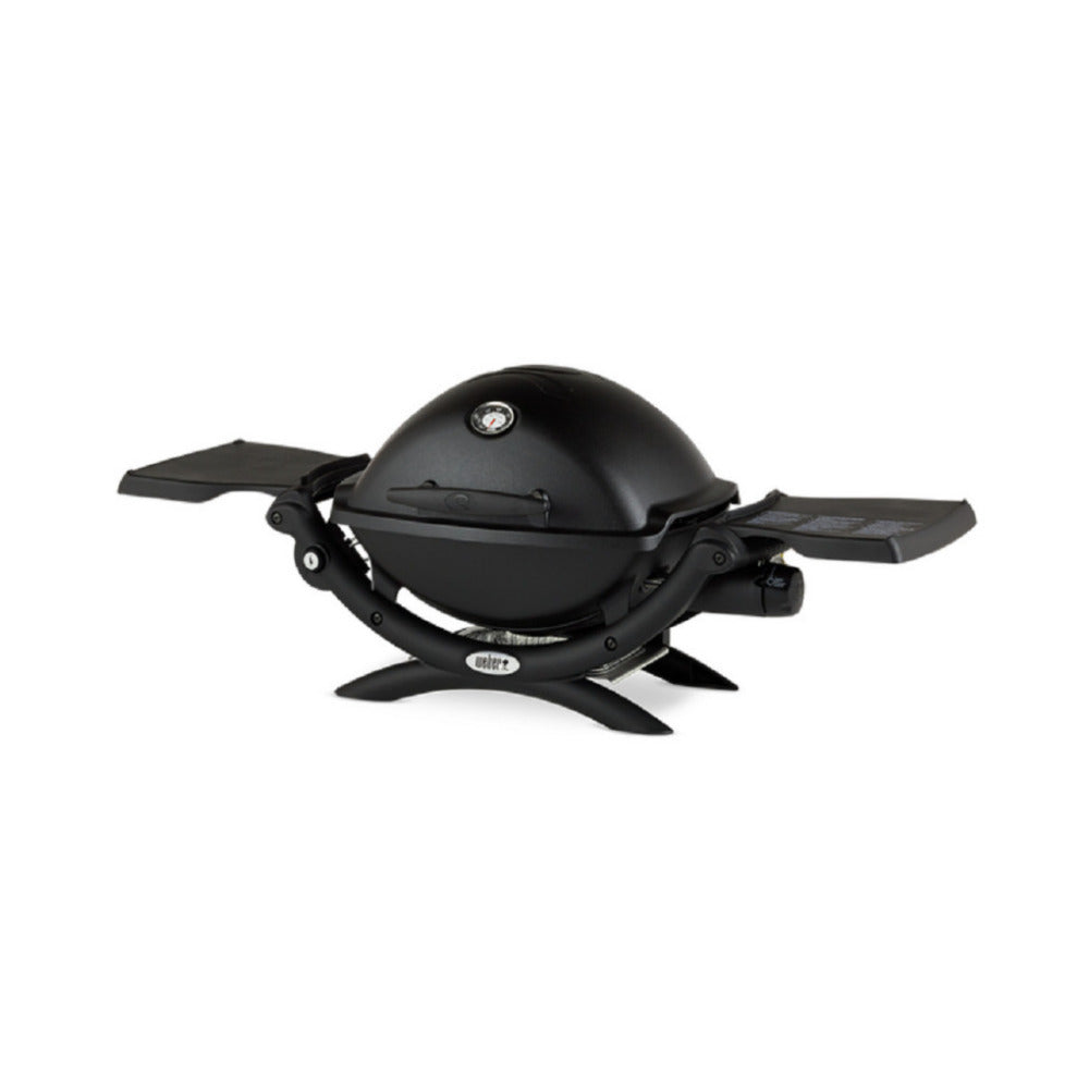 Weber Q1200 Liquid Propane Grill (Black) with Adapter Hose and Grill Cover