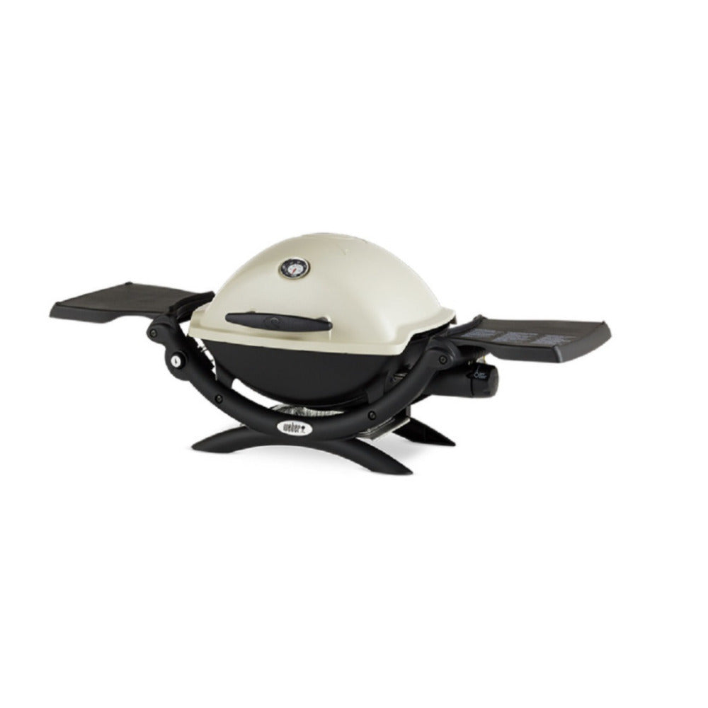 Weber Q1200 Liquid Propane Grill (Titanium) with Adapter Hose and Grill Cover