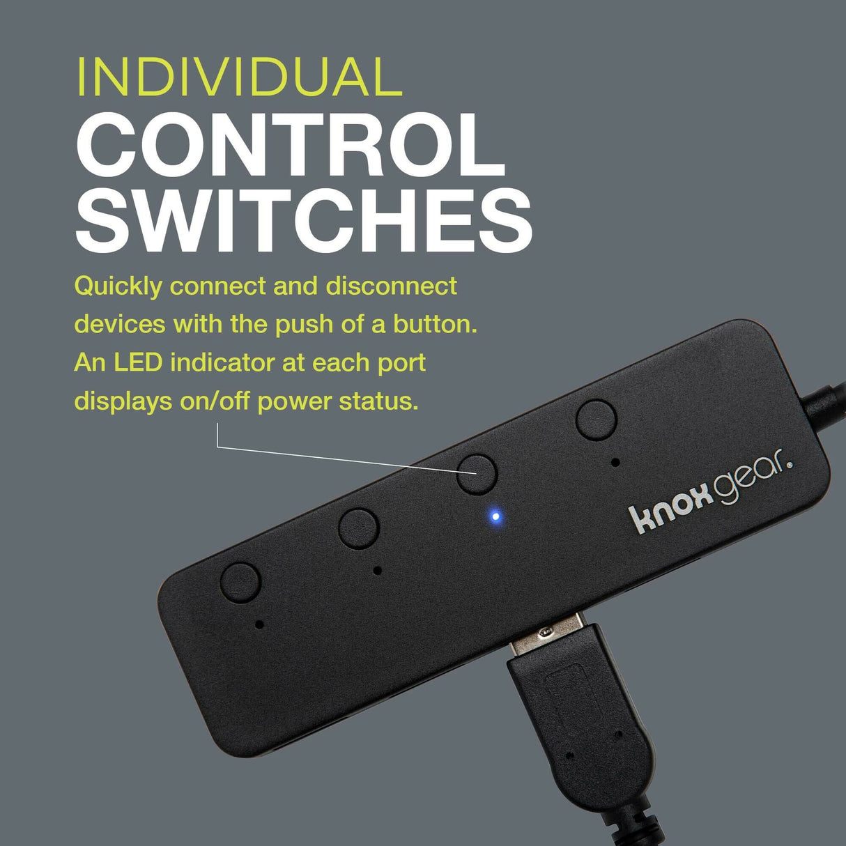 Knox Gear USB 3.0 Hub - 4 Port USB Hub 3.0 - Powered USB Hub for Mac Laptop, PC, PS4, Xbox, TV
