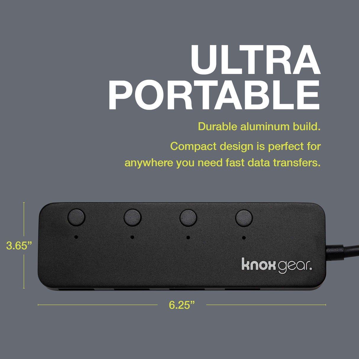 Knox Gear USB 3.0 Hub - 4 Port USB Hub 3.0 - Powered USB Hub for Mac Laptop, PC, PS4, Xbox, TV