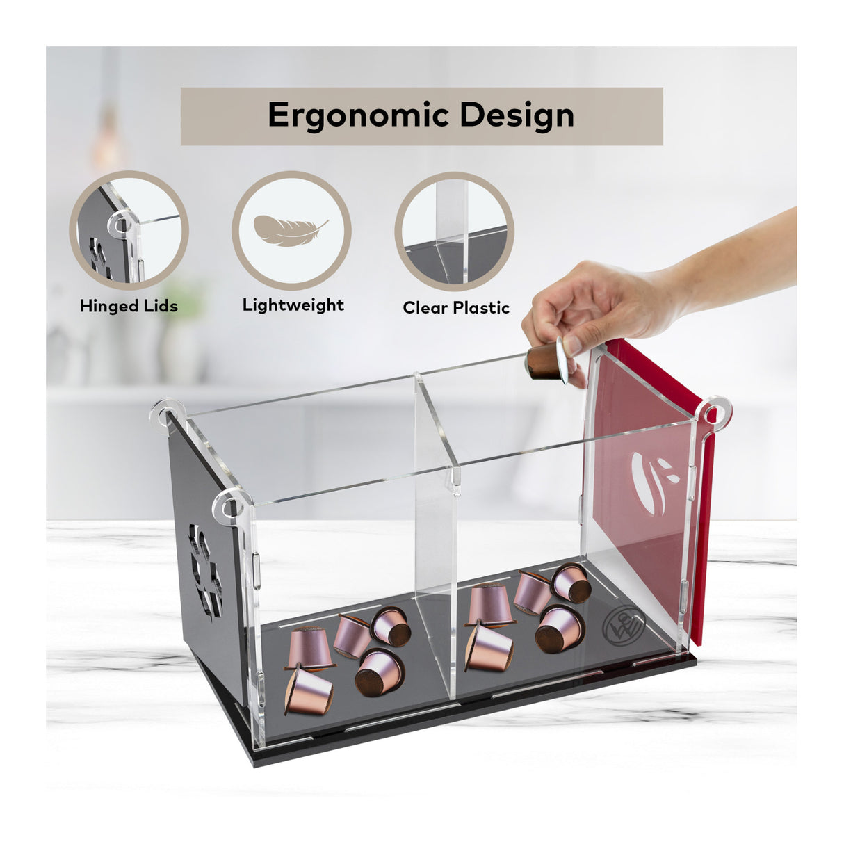 ChefWave Coffee Pod Organizer with Recyclable Section - Holder for Nespresso and Keurig Capsules