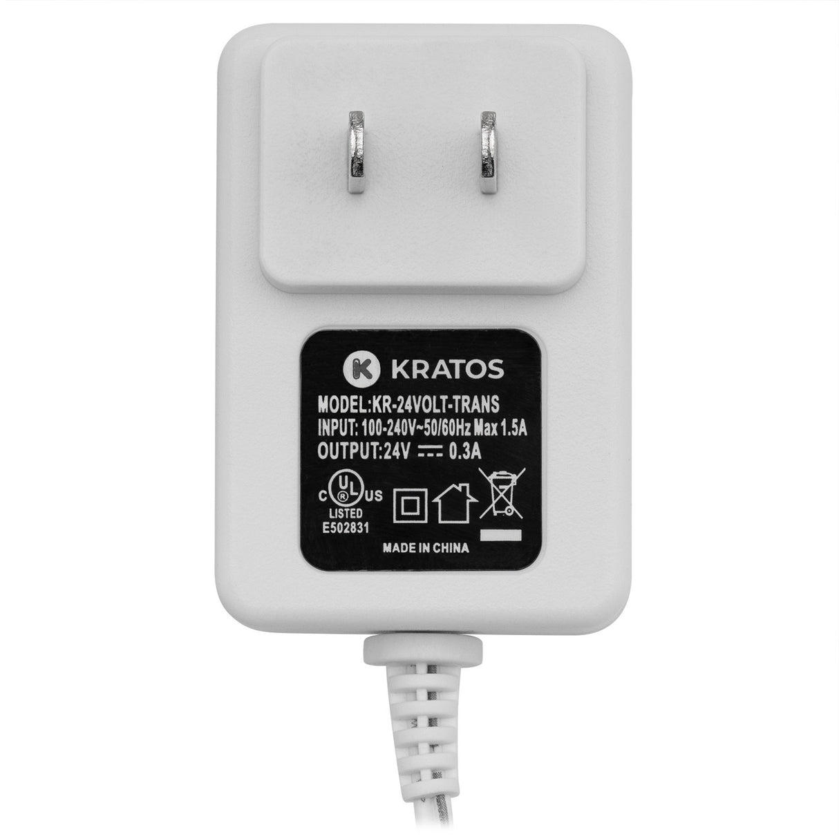 Kratos Power 24 Volt Transformer C-Wire Adapter (White) with Adapter Clips