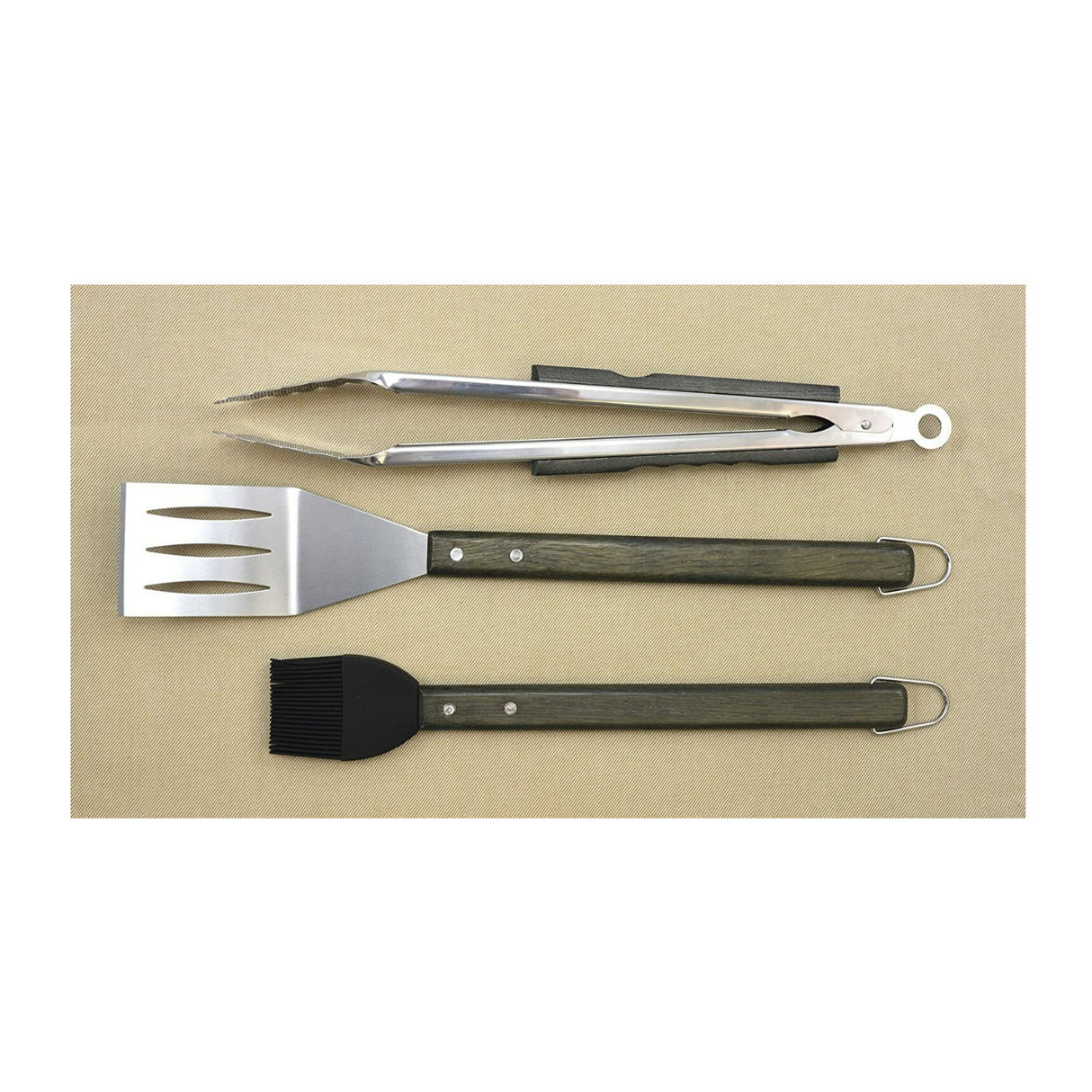 Charcoal Companion CC1000 Oval Pro Chef Espresso 3-Piece BBQ Tool Set