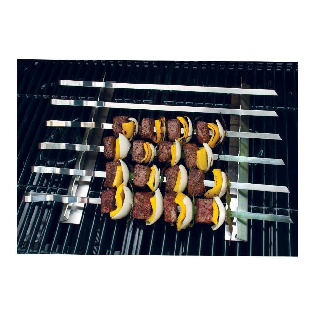 Mtoye Steven Raichlen Stainless Kabob Rack with Flat Skewers (2-Pack) Bundle
