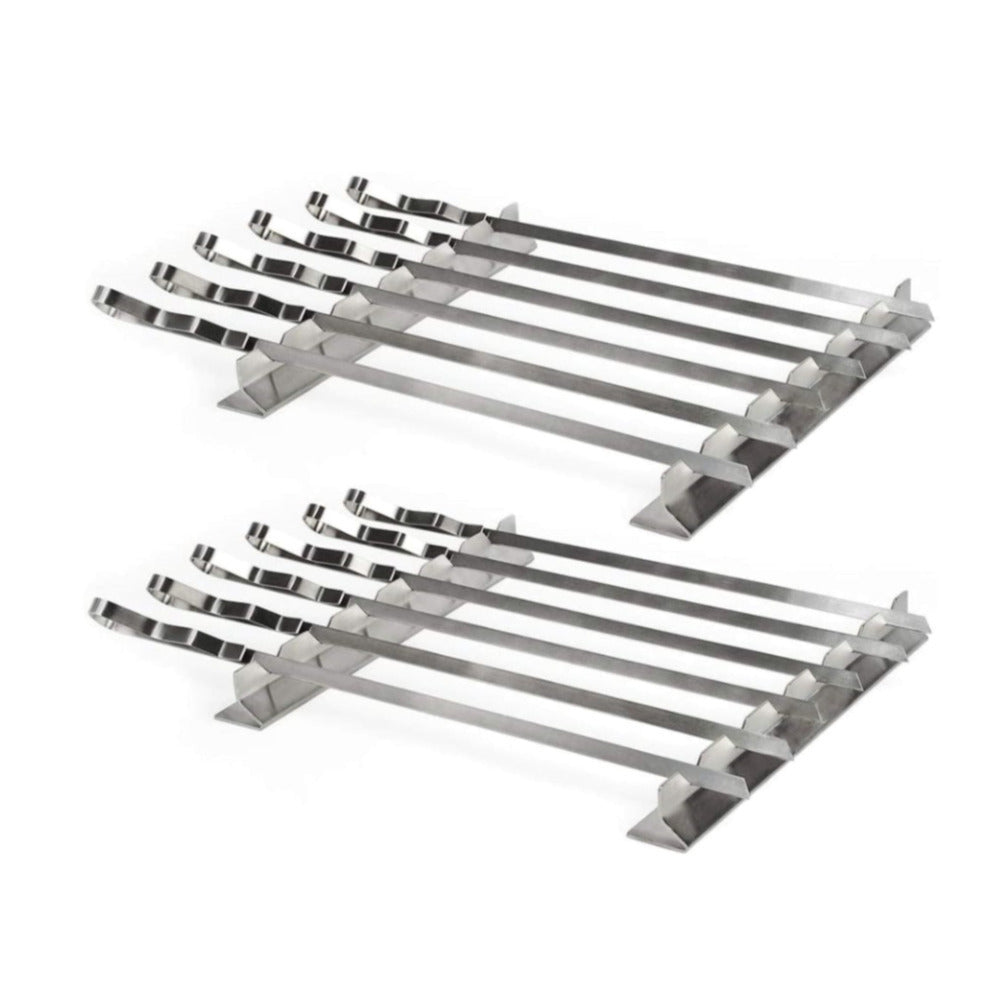 Mtoye Steven Raichlen Stainless Kabob Rack with Flat Skewers (2-Pack) Bundle