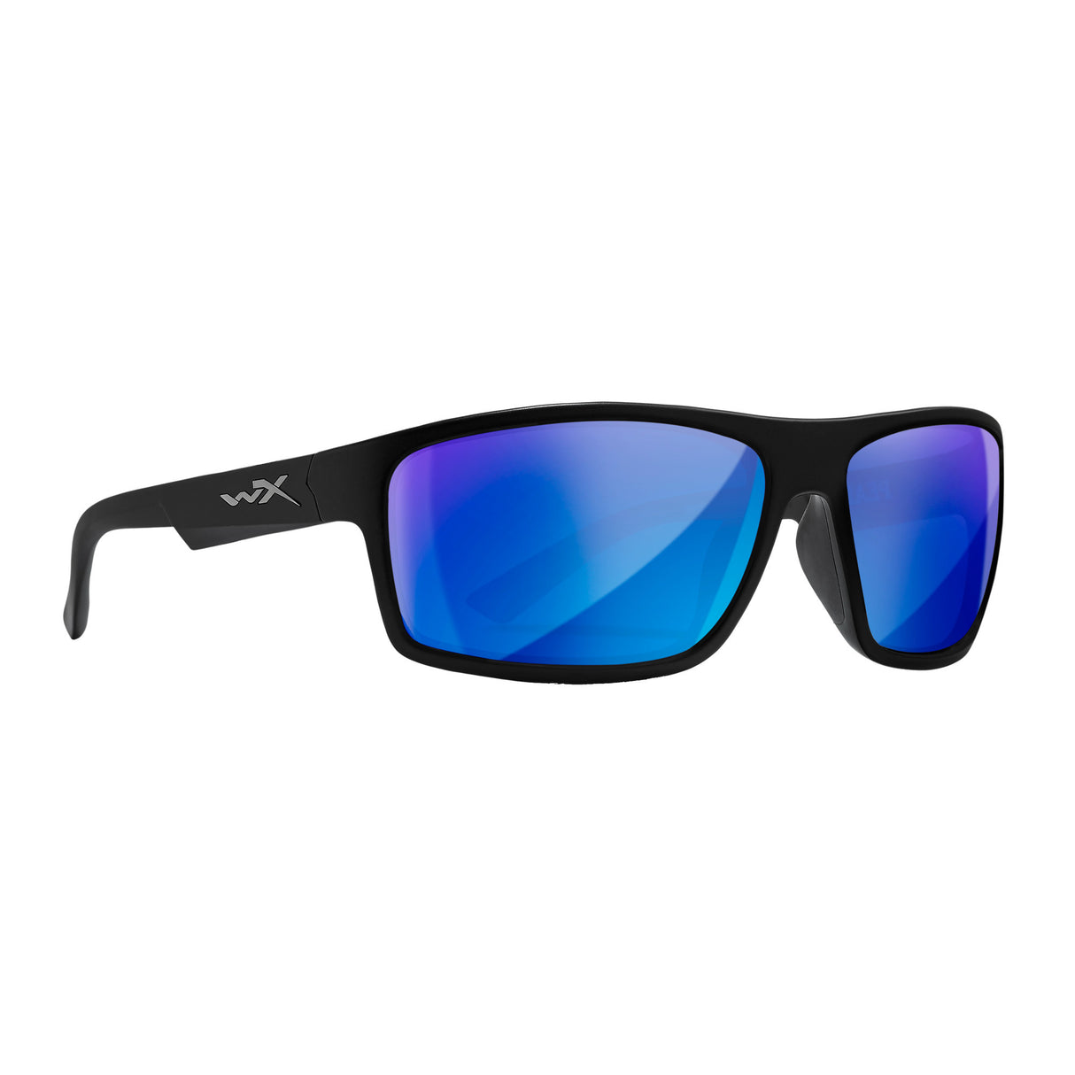 Wiley-X WX Peak Sunglasses (Polarized Blue Mirror Lens, Matte Black Frame)