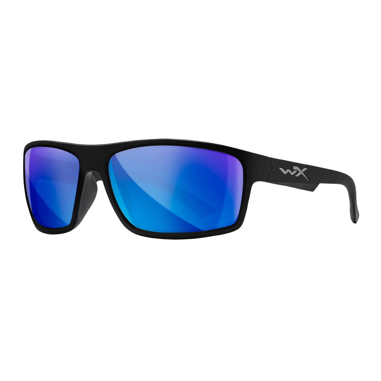 Wiley-X WX Peak Sunglasses (Polarized Blue Mirror Lens, Matte Black Frame)