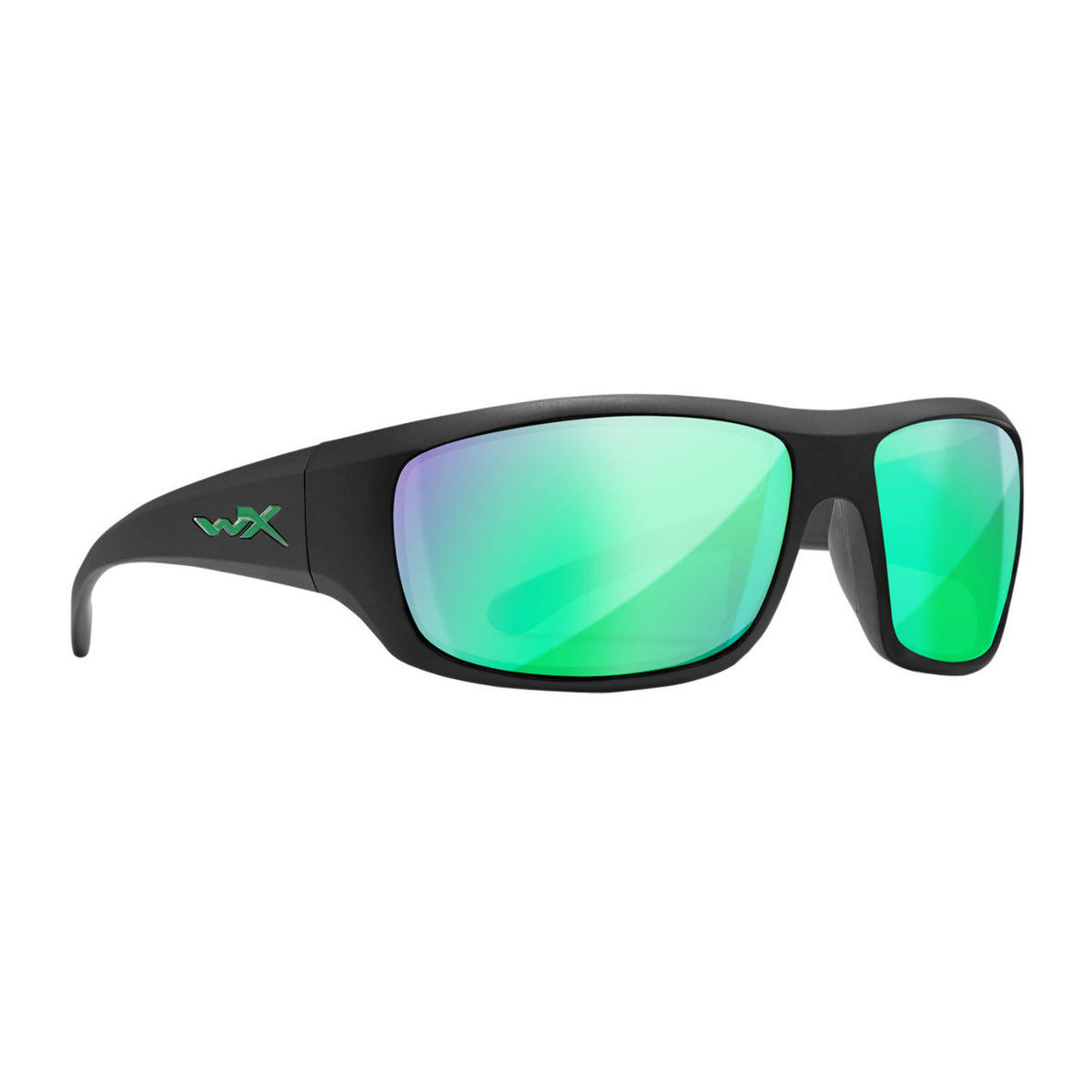 Wiley-X WX Omega Sunglasses (Captivate Polarized Green Mirror Lens, Black Frame)