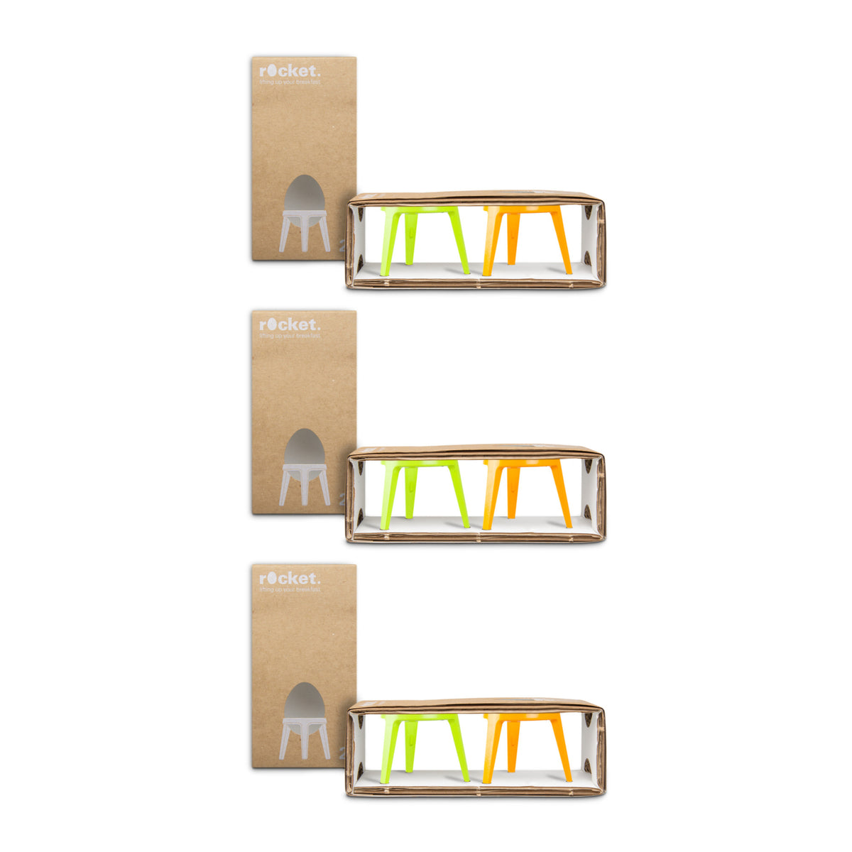 Brainstream Rocket Tripod Egg Cup Gift Set (2-Piece, Lime and Orange) (3-Pack)