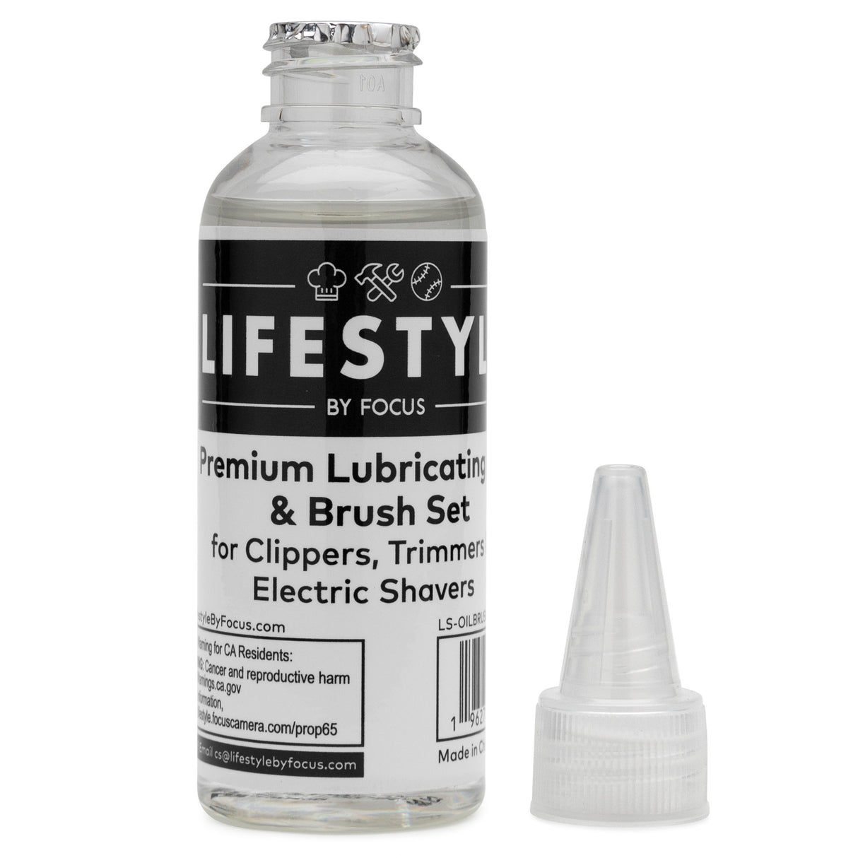 Lifestyle by Focus Premium Lubricating Oil and Brush Set for Electric Shavers