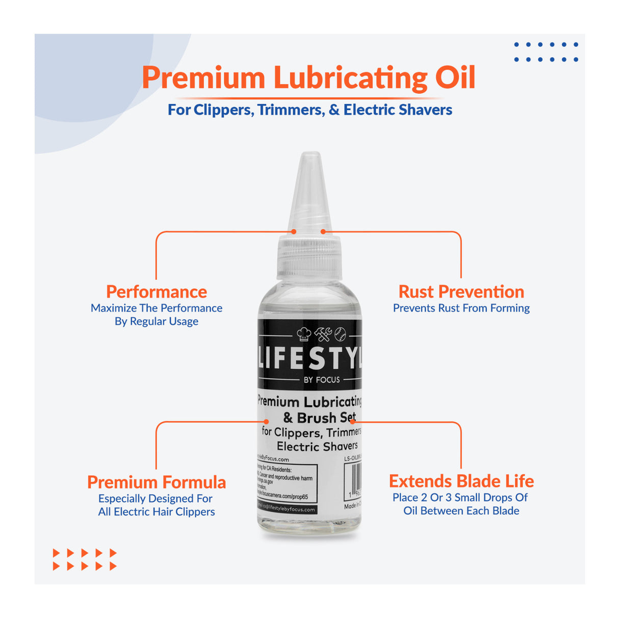 Lifestyle by Focus Premium Lubricating Oil and Brush Set for Electric Shavers