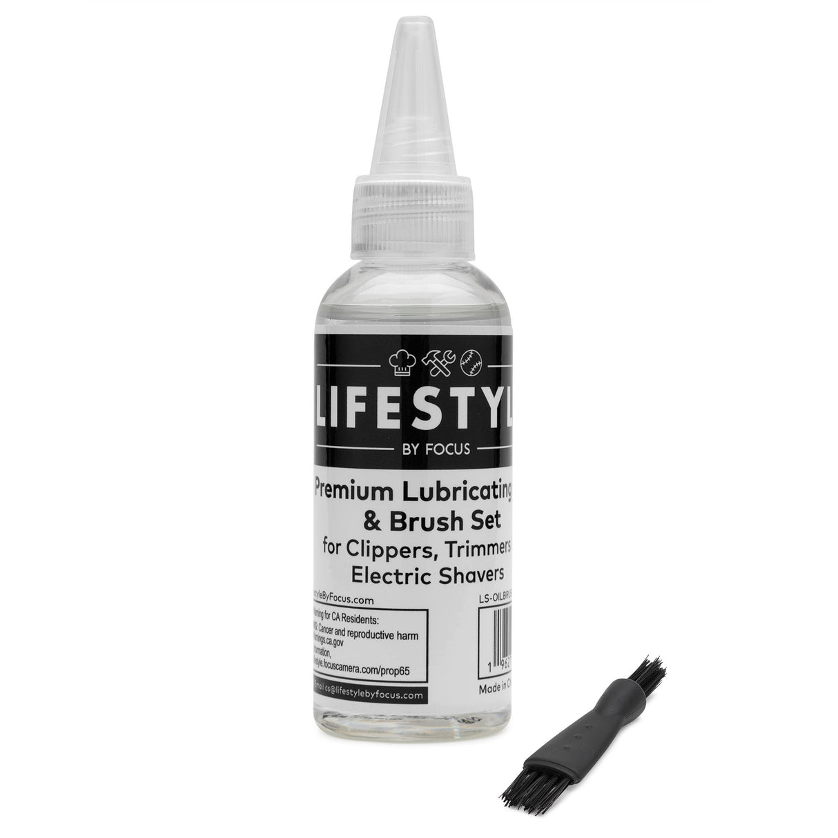 Lifestyle by Focus Premium Lubricating Oil and Brush Set for Electric Shavers